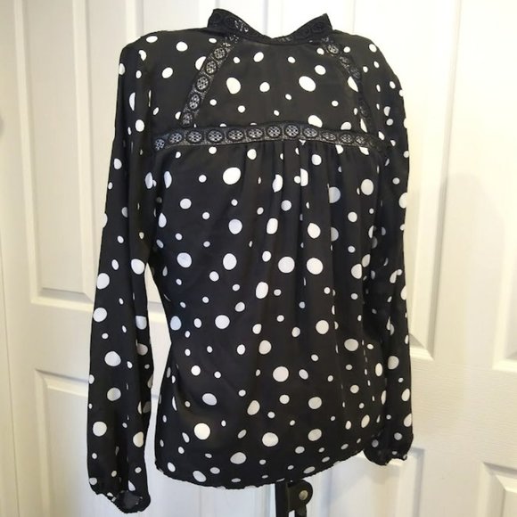 Zac & Rachel Dot and Lace Blouse size Medium - Picture 1 of 7